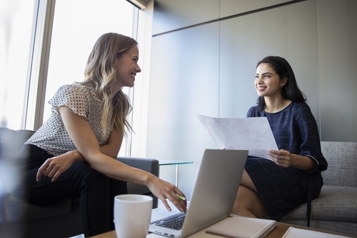Two businesspeople talking