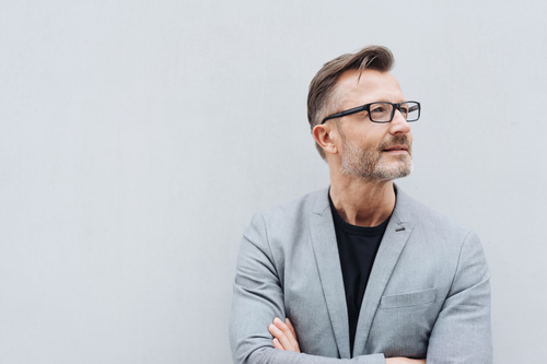 A businessman looking at a distance