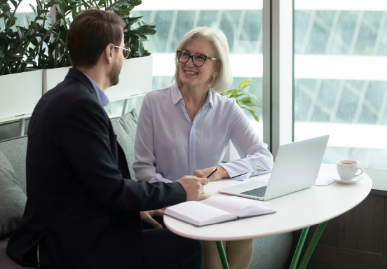 Two businesspeople talking