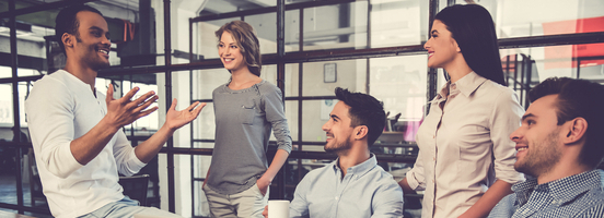 A diverse team having a meeting