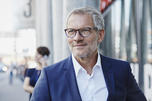 A businessman looking at a distance