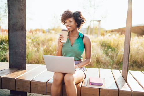 woman in front of a laptop